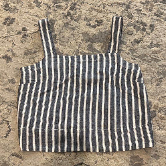 MADEWELL Squareneck Top in Linen Blend Stripe NWT - Picture 7 of 11